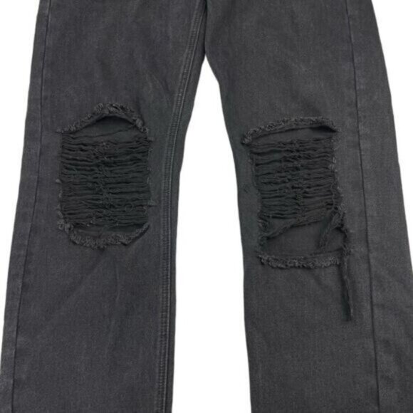 Princess Polly Holly Asymmetric Ripped Leg Black Denim Womens Size 0 - Picture 6 of 9